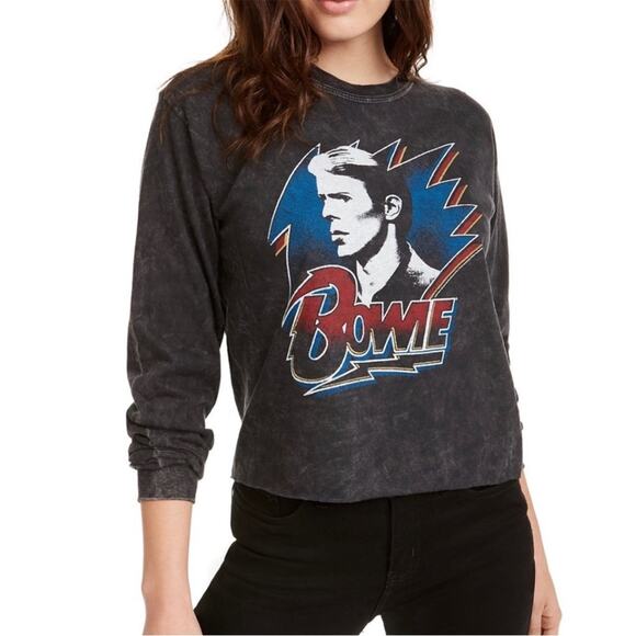 Vintage Bowie Cropped Long Sleeve T-Shirt - Size XS - Picture 1 of 6